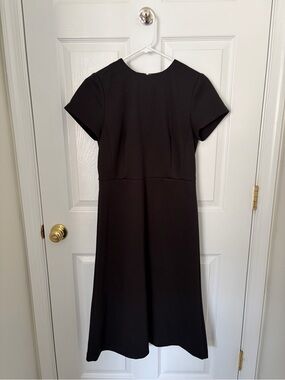 Classic Black Short-Sleeve A-Line Dress (4)